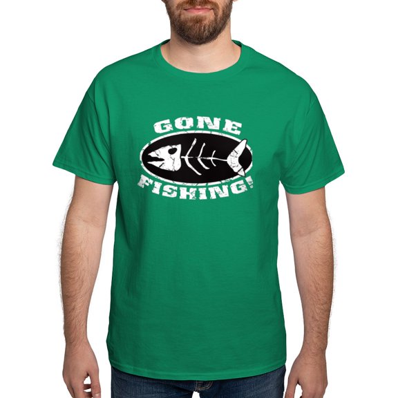 CafePress - Gone Fishing White Dark T Shirt - Men's Classic Graphic Cotton T-Shirt