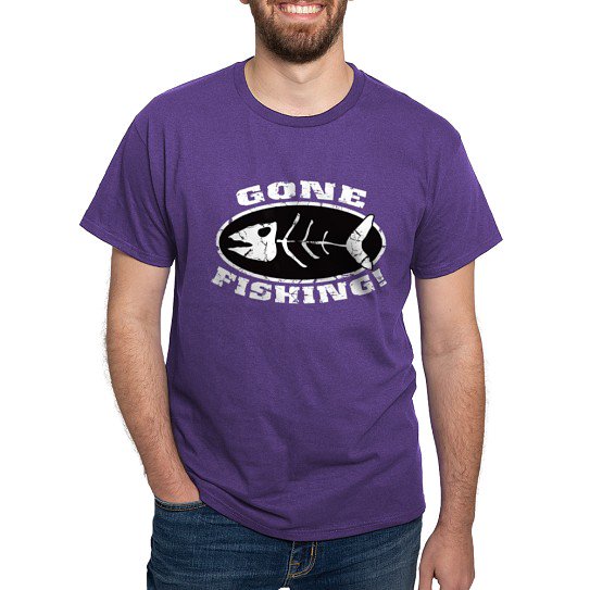 CafePress - Gone Fishing White Dark T Shirt - Men's Classic Cotton T-Shirts
