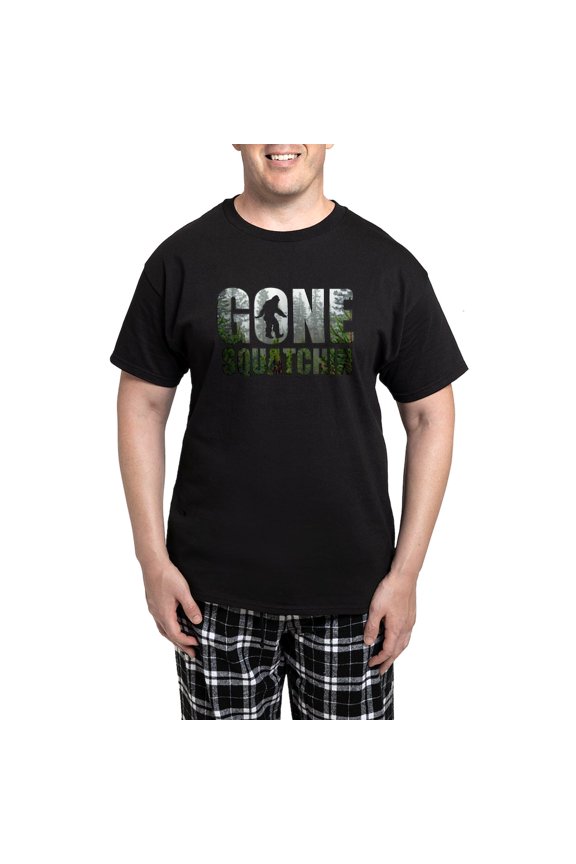 - Gone Squatchin Deep Woods Men's Dark Pajamas - Men's Dark Loose Fit Cotton Pajama Set