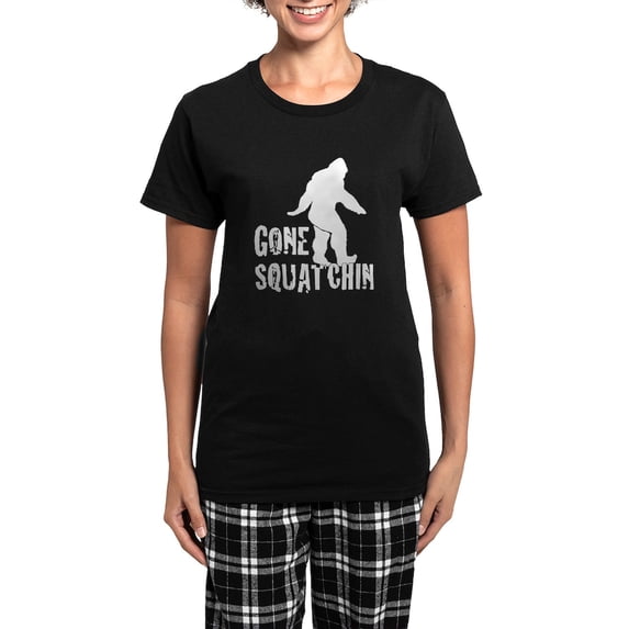 CafePress - Gone Squatchin Print Women's Dark Pajamas - Women's Short Sleeve Print T-Shirt and Pants Dark Cotton Pajama Set