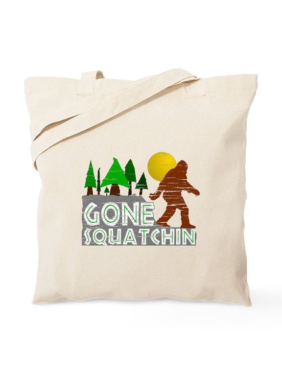 - Gone Squatchin Vintage Retro Distressed Tote Bag - Unisex Canvas Tote Bag, Beige, 1-Piece