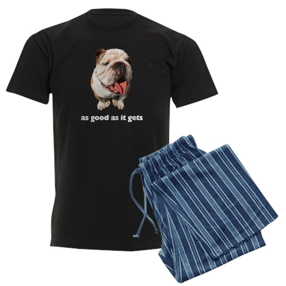 CafePress - Good Bulldog Photo Men's Dark Pajamas - Men's Dark Loose Fit Cotton Pajama Set