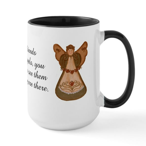 CafePress - Good Friends Are Like Angels Large Mug - 15 oz Ceramic Large White Novelty Mug