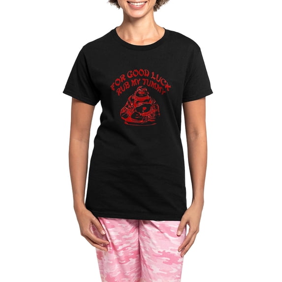 CafePress - Good Luck Buddha Women's Dark Pajamas - Women's Short Sleeve Print T-Shirt and Pants Dark Cotton Pajama Set