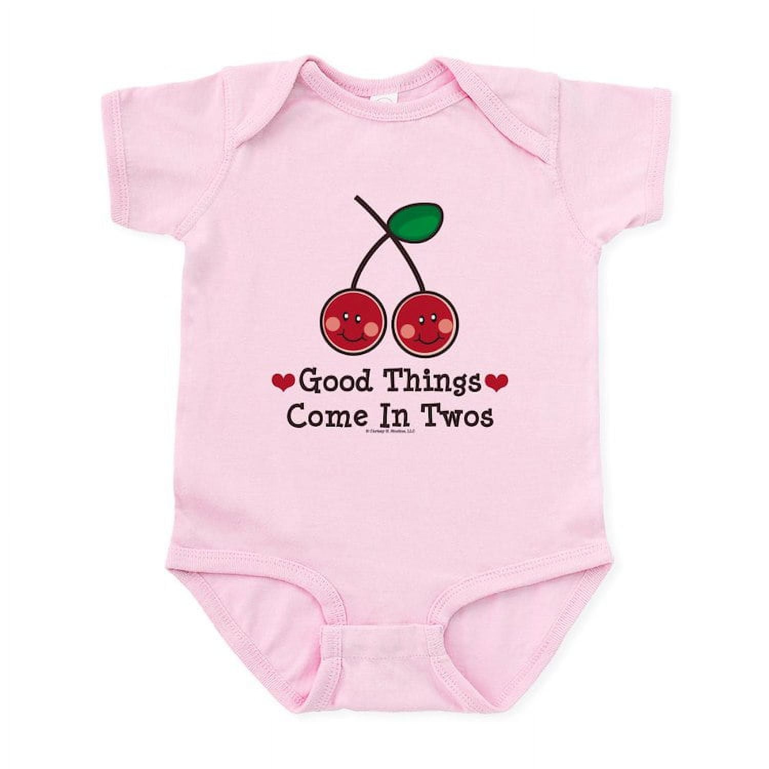 CafePress - Good Things Cherry Pink Twin Onesie Infant - Baby Light Bodysuit, Size Newborn - 24 Months