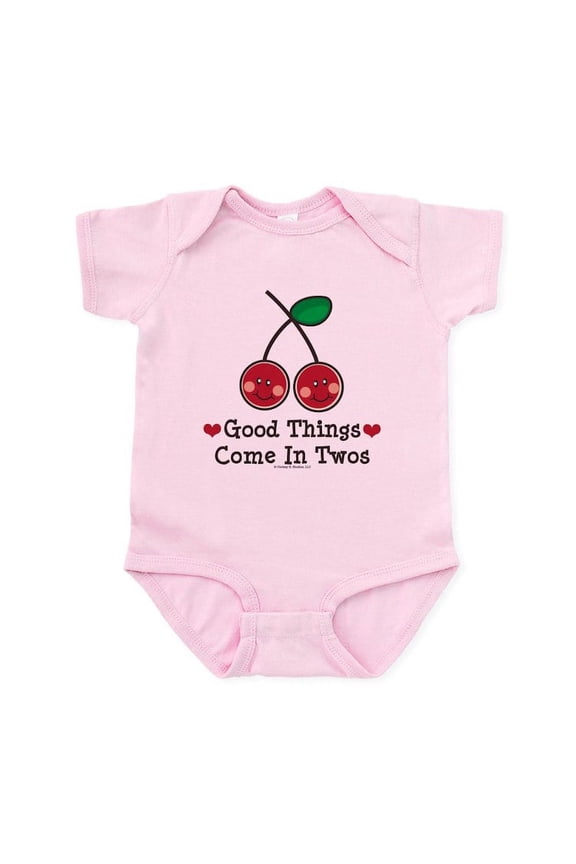 - Good Things Cherry Pink Twin Onesie Infant - Baby Light Bodysuit, Size Newborn - 24 Months