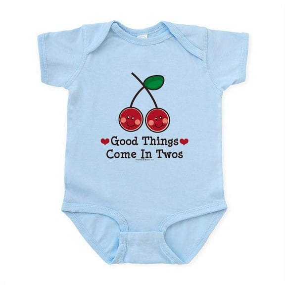 CafePress - Good Things Cherry Pink Twin Onesie Infant - Baby Light Bodysuit, Size Newborn - 24 Months