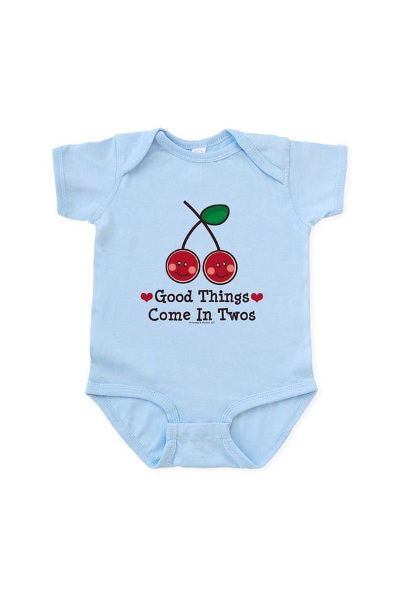 - Good Things Cherry Pink Twin Onesie Infant - Baby Light Bodysuit, Size Newborn - 24 Months
