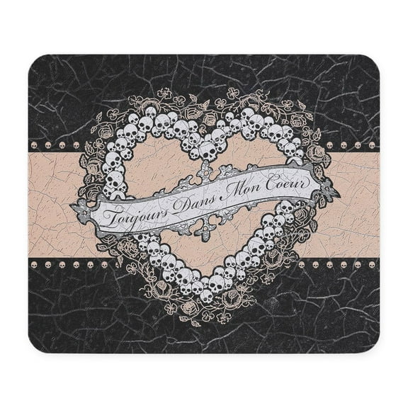 CafePress - Gothic Skull And Flower Heart Mousepad - Non-slip Rubber Mousepad, Gaming Mouse Pad