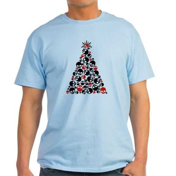 CafePress - Gothic Skull Christmas Tree Light T Shirt - Men's Classic Graphic T-Shirt