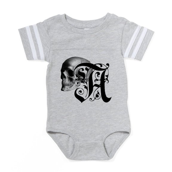 CafePress - Gothic Skull Initial A - Cute Infant Baby Football Bodysuit