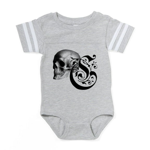 CafePress - Gothic Skull Initial C - Cute Infant Baby Football Bodysuit