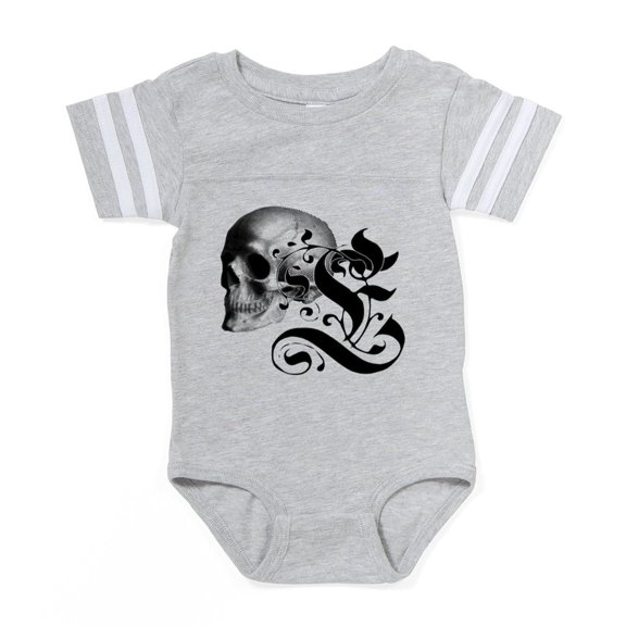 CafePress - Gothic Skull Initial E - Cute Infant Baby Football Bodysuit