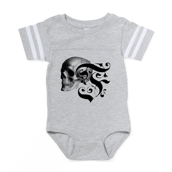 CafePress - Gothic Skull Initial F - Cute Infant Baby Football Bodysuit