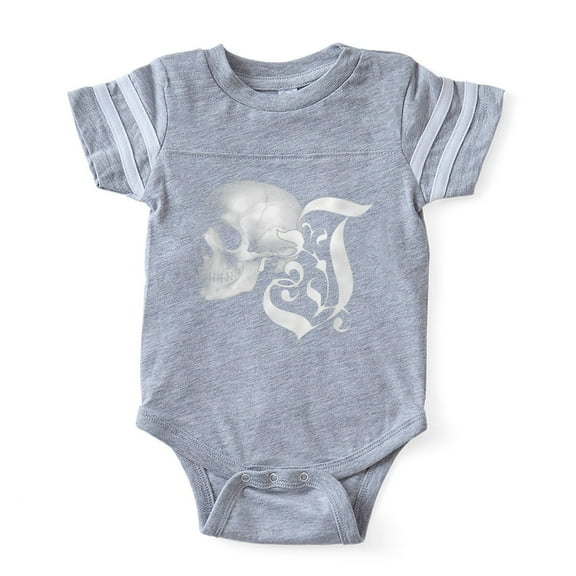 CafePress - Gothic Skull Initial J - Cute Infant Baby Football Bodysuit