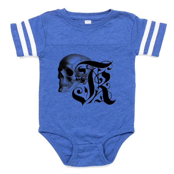 CafePress - Gothic Skull Initial K - Cute Infant Baby Football Bodysuit