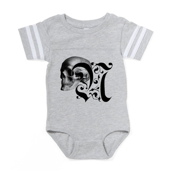 CafePress - Gothic Skull Initial N - Cute Infant Baby Football Bodysuit