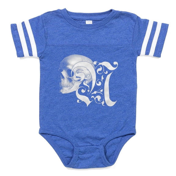 CafePress - Gothic Skull Initial N - Cute Infant Baby Football Bodysuit