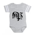 thumbnail image 1 of CafePress - Gothic Skull Initial P - Cute Infant Baby Football Bodysuit, 1 of 3