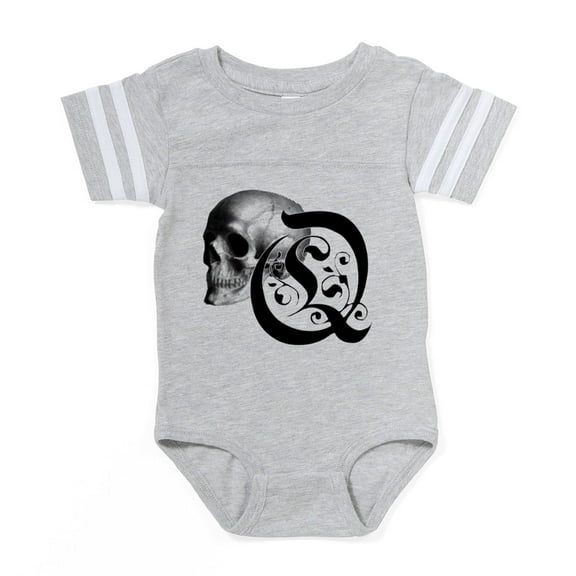 CafePress - Gothic Skull Initial Q - Cute Infant Baby Football Bodysuit