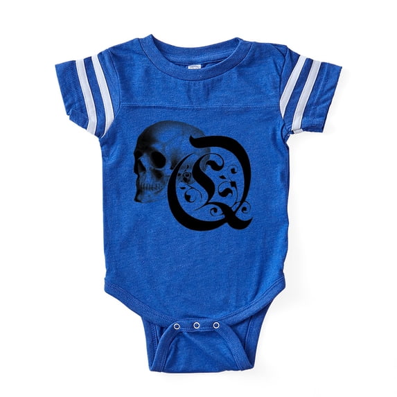 CafePress - Gothic Skull Initial Q - Cute Infant Baby Football Bodysuit