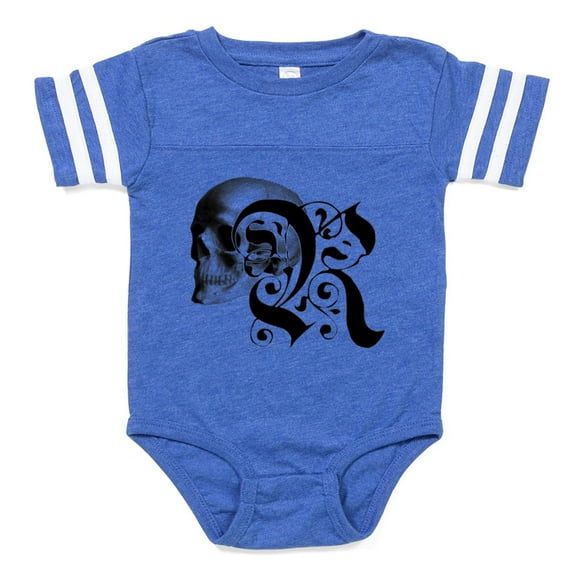 CafePress - Gothic Skull Initial R - Cute Infant Baby Football Bodysuit