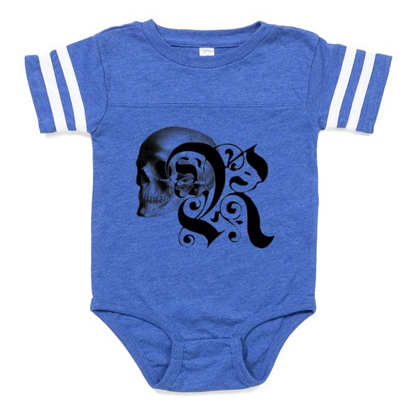 CafePress - Gothic Skull Initial R - Cute Infant Baby Football Bodysuit