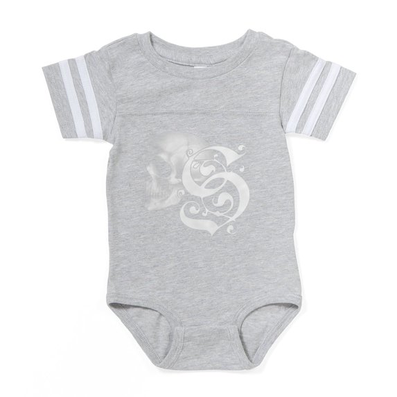 CafePress - Gothic Skull Initial S - Cute Infant Baby Football Bodysuit