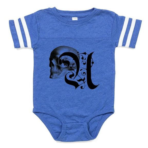 CafePress - Gothic Skull Initial U - Cute Infant Baby Football Bodysuit