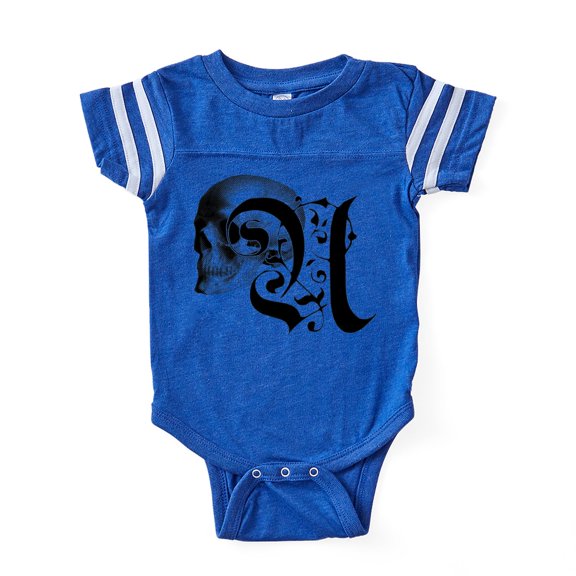 CafePress - Gothic Skull Initial U - Cute Infant Baby Football Bodysuit