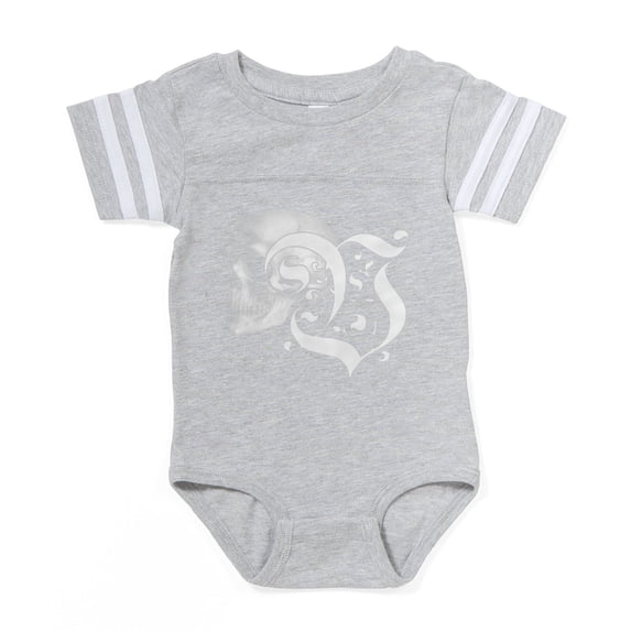 CafePress - Gothic Skull Initial V - Cute Infant Baby Football Bodysuit