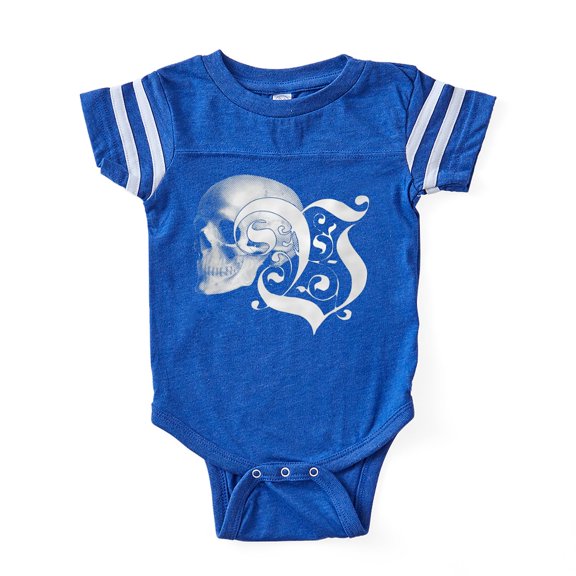 CafePress - Gothic Skull Initial V - Cute Infant Baby Football Bodysuit