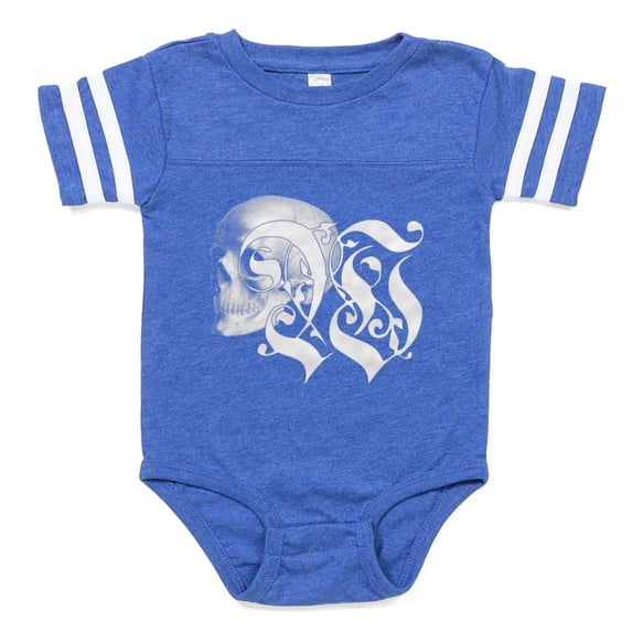 CafePress - Gothic Skull Initial W - Cute Infant Baby Football Bodysuit