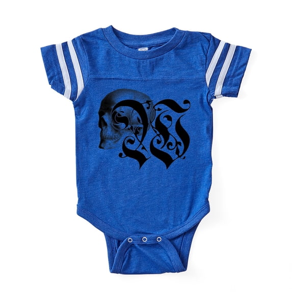 CafePress - Gothic Skull Initial W - Cute Infant Baby Football Bodysuit