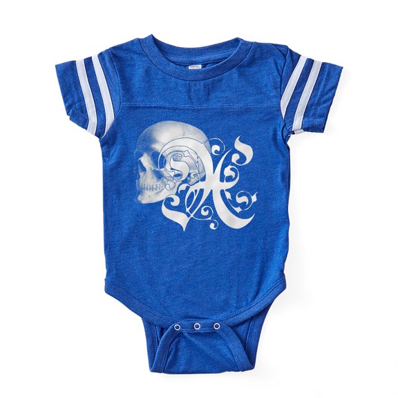 CafePress - Gothic Skull Initial X - Cute Infant Baby Football Bodysuit