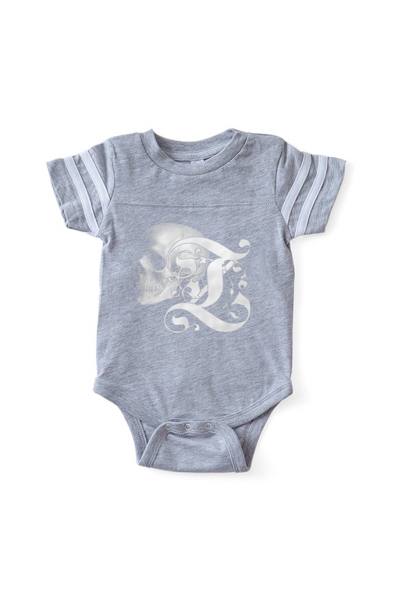 - Gothic Skull Initial Z - Cute Infant Baby Football Bodysuit