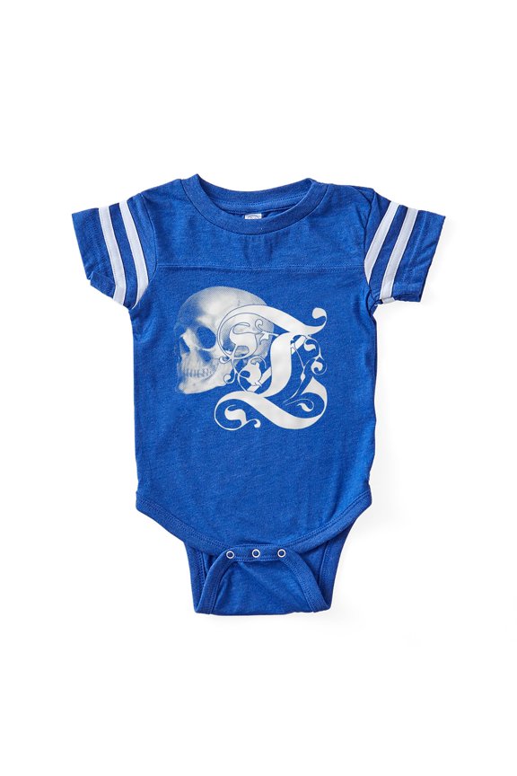 - Gothic Skull Initial Z - Cute Infant Baby Football Bodysuit