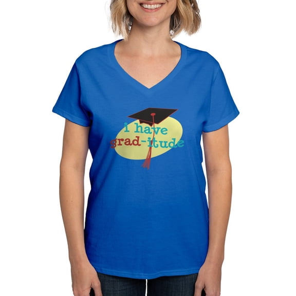 CafePress - Grad Itude T Shirt - Women's V-Neck Dark T-Shirt