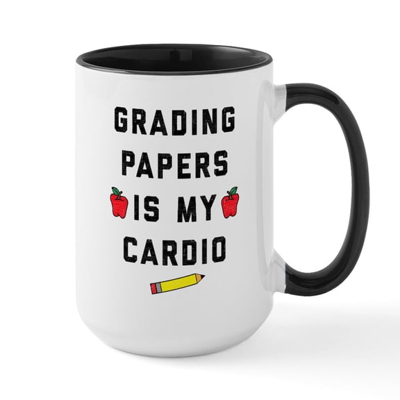 CafePress - Grading Papers Is My Card - 15 oz Ceramic Large White Novelty Mug