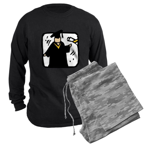 CafePress - Graduate Receiving Diploma Graduation - Men's Long Sleeve Loose Fit Cotton Dark Pajama Set