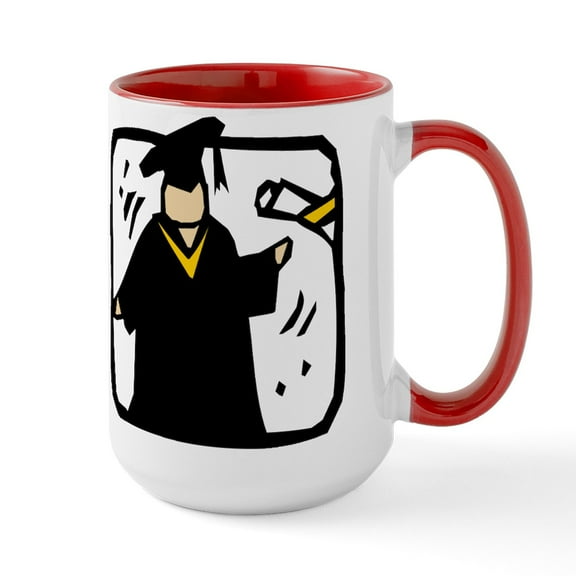 CafePress - Graduate Receiving Diploma Graduation Mugs - 15 oz Ceramic Large White Novelty Mug