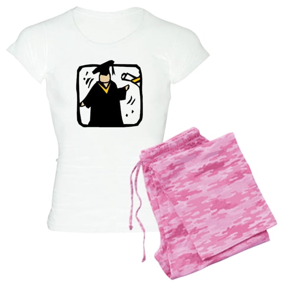CafePress - Graduate Receiving Diploma Graduation Pajamas - Women's Short Sleeve Print T-Shirt and Pants Light Cotton Pajama Set