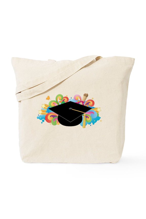 - Graduation Hat Diploma Grad - Unisex Canvas Tote Bag, Beige, 1-Piece