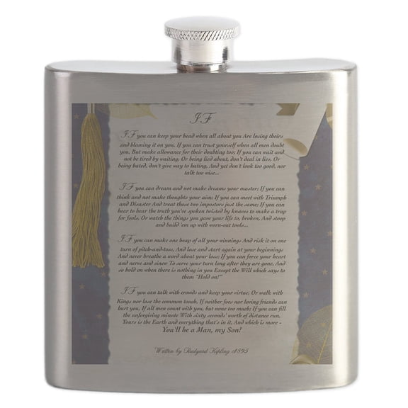 CafePress - Graduation Key To The Future IF By Rudyard K Flask - Stainless Steel Flask, 6oz Drinking Flask