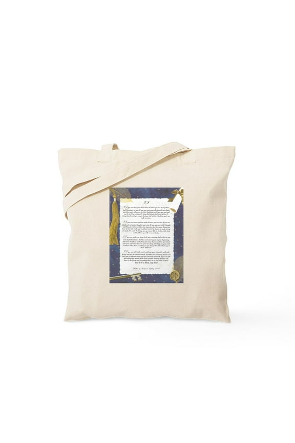 - Graduation Key To The Future IF By Rudyard Kipling - Unisex Canvas Tote Bag, Beige, 1-Piece