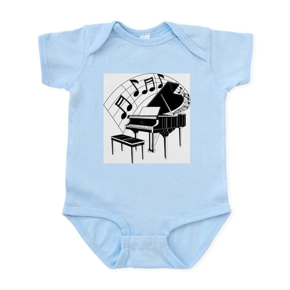CafePress - Grand Piano Notes Infant Bodysuit - Baby Light Bodysuit, Size Newborn - 24 Months