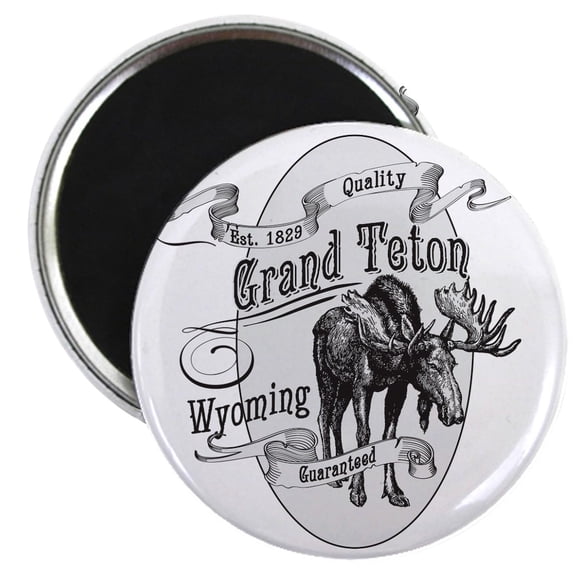 CafePress - Grand Teton Vintage Moose Magnet - 2.25" Round Magnet, Refrigerator Magnet, Button Magnet Style
