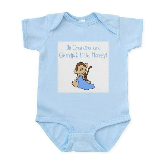 CafePress - Grandma, Grandpa Monkey(Blue) Infant Bodysuit - Baby Light Bodysuit, Size Newborn - 24 Months