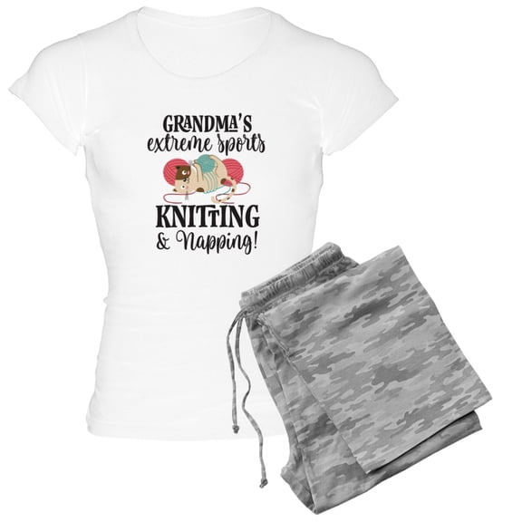 CafePress - Grandma Knitting Joke Pajamas - Women's Short Sleeve Print T-Shirt and Pants Light Cotton Pajama Set