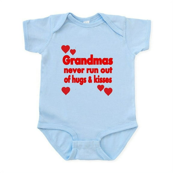CafePress - Grandmas Never Run Out Of Hugs Kisses Body Suit - Baby Light Bodysuit, Size Newborn - 24 Months